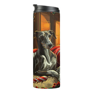 Greyhound Dog Christmas Festive Thermal Tumbler