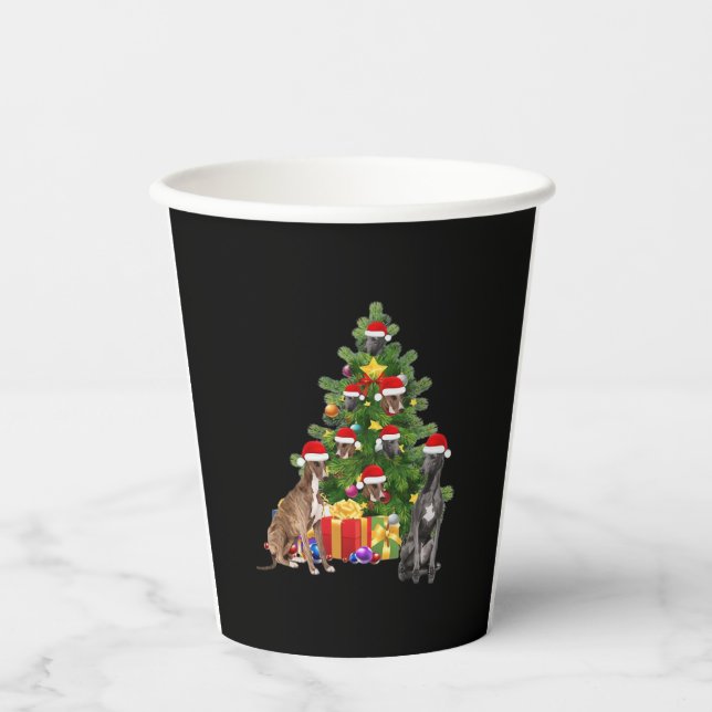 Greyhound dog Christmas Tree Essential T-Shirt Paper Cups (Front)