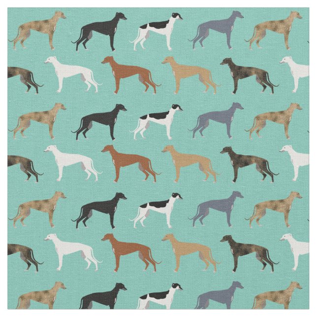 greyhound dog colors mint fabric (Close Up)