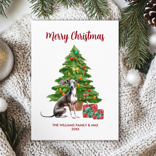 Greyhound Dog Family Christmas Holiday Card (Creator Uploaded)
