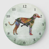 Greyhound Dog Floral On Green