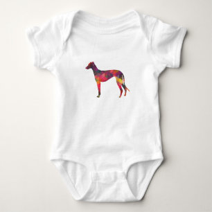 Greyhound Dog Geometric Pattern Silhouette Multi Baby Bodysuit