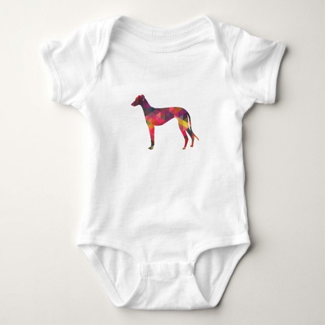Greyhound Dog Geometric Pattern Silhouette Multi Baby Bodysuit (Front)