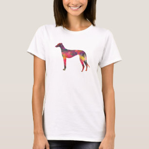 Greyhound Dog Geometric Pattern Silhouette Multi T-Shirt