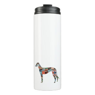 Greyhound Dog Geometric Pattern Silhouette Plaid Thermal Tumbler