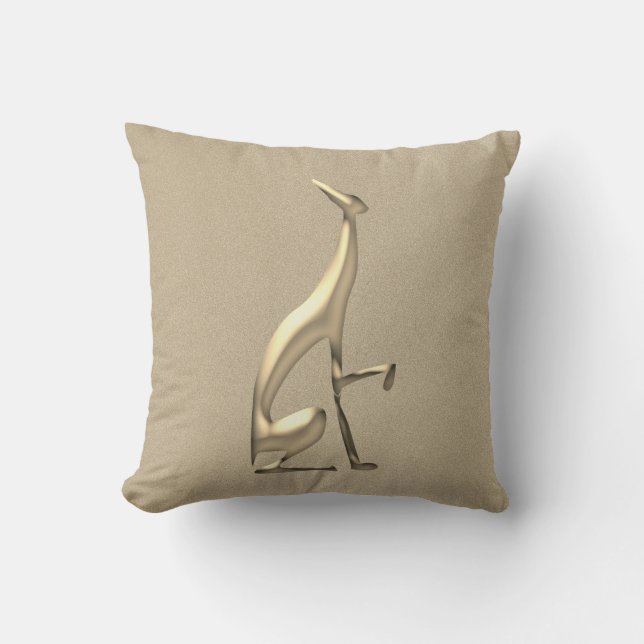 Greyhound Dog Gold Elegant Cushion (Front)
