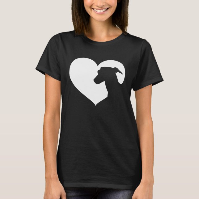 Greyhound Dog Heart Silhouette  Greyhound T-Shirt (Front)