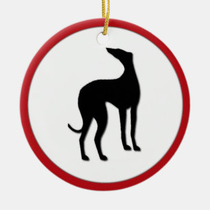 Greyhound Dog Holly Christmas Custom Date Ceramic Ornament