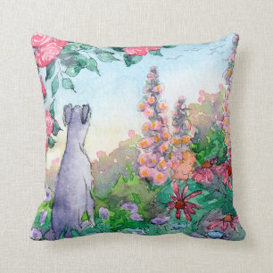 Greyhound dog in a flower garden cushion. cushion