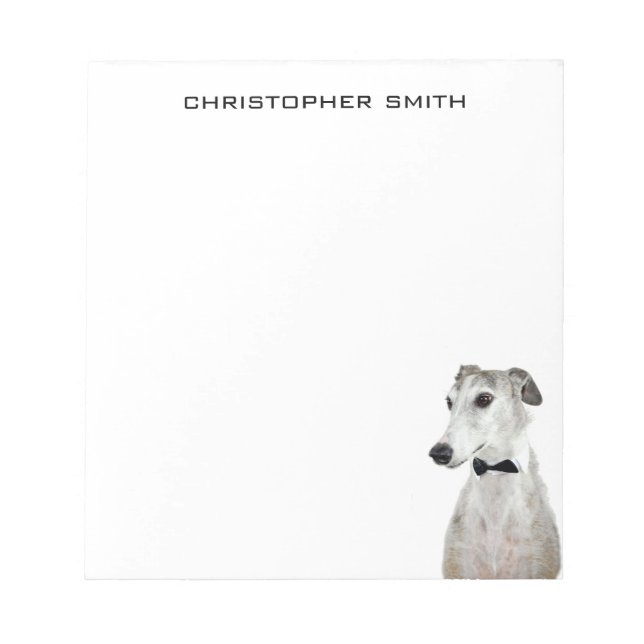 Greyhound Dog  in Bow Tie Notepad (Front)