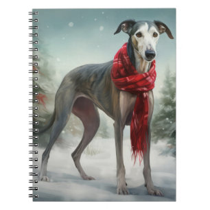 Greyhound Dog in Snow Christmas  Notebook