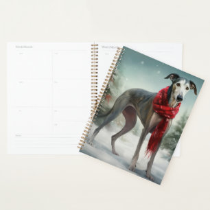 Greyhound Dog in Snow Christmas Planner