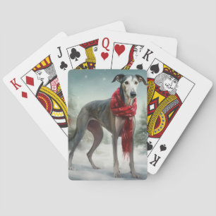 Greyhound Dog in Snow Christmas  Playing Cards
