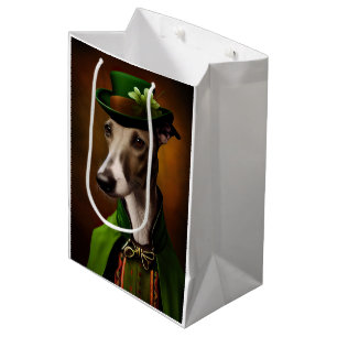 Greyhound Dog in St. Patrick's Day Dress Medium Gift Bag