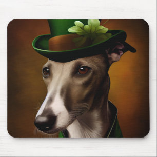 Greyhound Dog in St. Patrick's Day Dress Mouse Pad