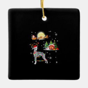 Greyhound Dog Light Christmas Reindeer Tree Xmas G Ceramic Ornament