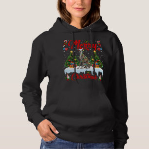 Greyhound Dog Lights Xmas Tree Santa Greyhound Chr Hoodie