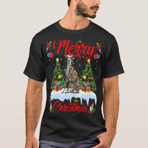 Greyhound Dog Lights Xmas Tree Santa Greyhound Chr T-Shirt