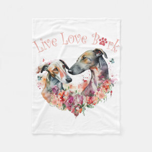 Greyhound Dog Mum Floral Fleece Blanket