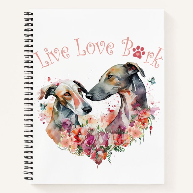 Greyhound Dog Mum Floral Notebook (Front)