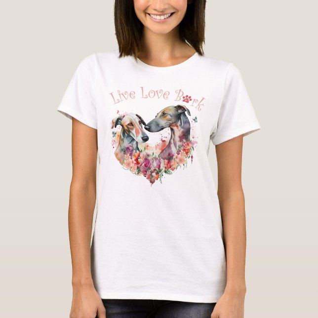 Greyhound Dog Mum Floral T-Shirt (Front)