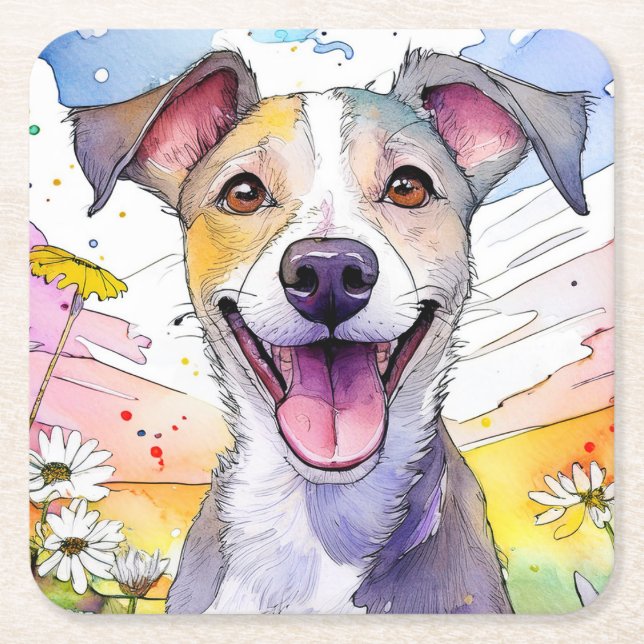 Greyhound Dog Paper Coaster (Front)