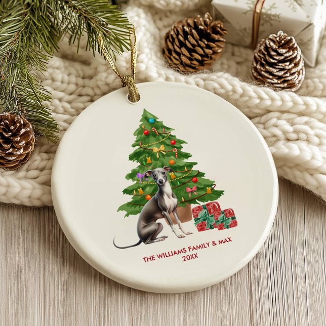Greyhound Dog Personalised Christmas  Ceramic Ornament (Creator Uploaded)