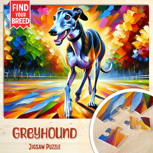 Greyhound Dog Portrait Acrylic Art Print Dog Lover Jigsaw Puzzle