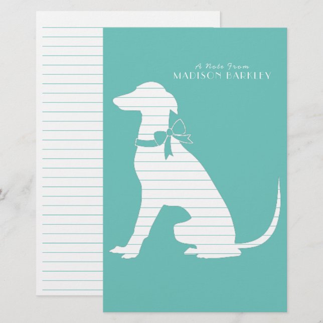 Greyhound Dog Puppy Stationery (Front/Back)