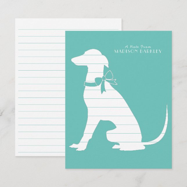 Greyhound Dog Puppy Thank You Card (Front/Back)