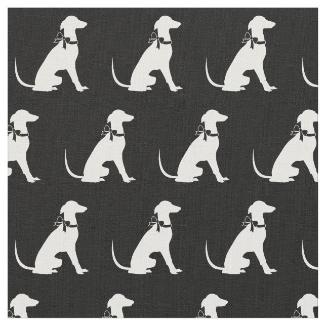 Greyhound Dog Silhouette Pet Fabric (Close Up)