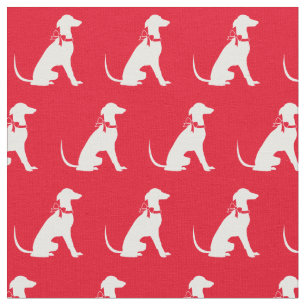Greyhound Dog Silhouette Pet Red Fabric