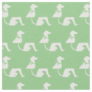 Greyhound Dog Silhouette Pet Sage Green Fabric