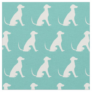 Greyhound Dog Silhouette Pet Teal Fabric