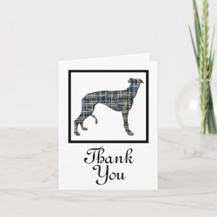 Greyhound Dog Silhouette White Thank You Greeting Card