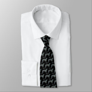 Greyhound Dog Silhouette Yellow & Blue Black Tie