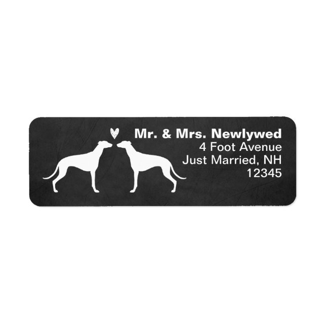 Greyhound Dog Silhouettes Couple Return Address Label (Front)