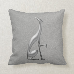 Greyhound Dog Simple Silver Elegant Metallic Cushion