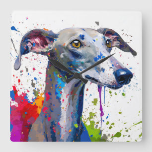 Greyhound Dog Square Wall Clock