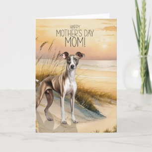 Greyhound Dog Sunset Beach Mother's Day Holiday Card