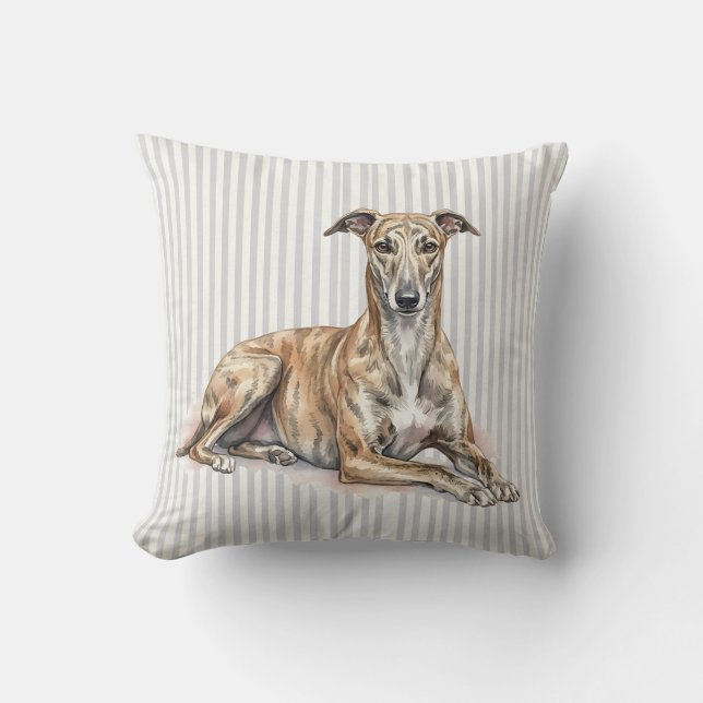 Greyhound Dog Throw Pillow (Front)