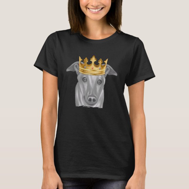 Greyhound Dog Wearing A Crown T-Shirt (Front)