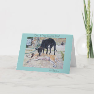 greyhound dogs scenic landscape art fathers day card