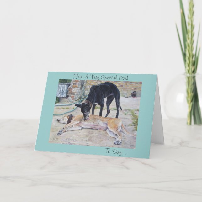 greyhound dogs scenic landscape art fathers day card (Front)