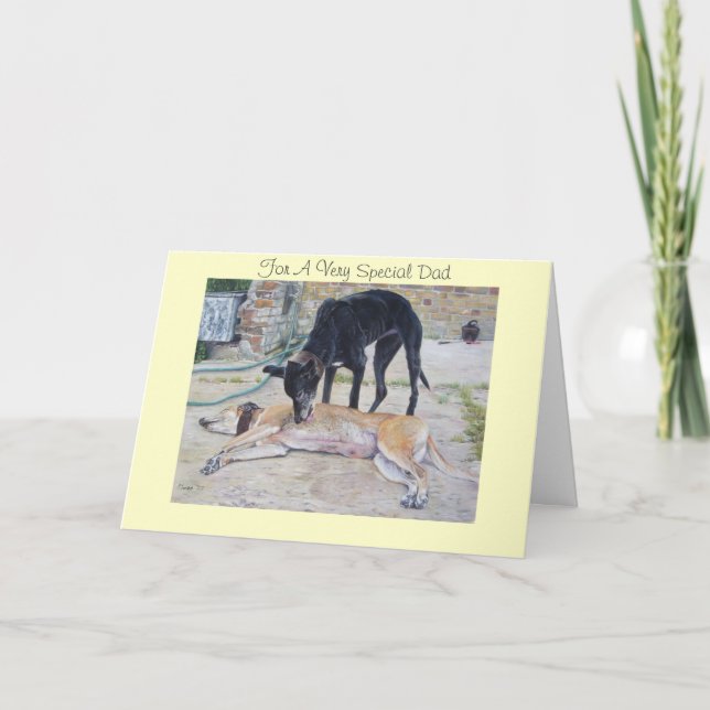 greyhound dogs scenic landscape for dad card (Front)