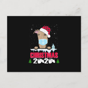 Greyhound Face Mask Dog Merry Christmas 2020 Funny Announcement Postcard