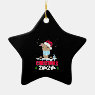Greyhound Face Mask Dog Merry Christmas 2020 Funny Ceramic Ornament
