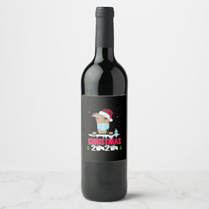 Greyhound Face Mask Dog Merry Christmas 2020 Funny Wine Label