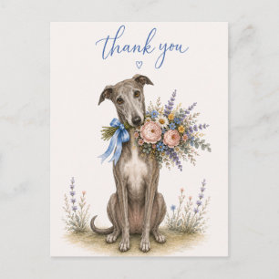 Greyhound Flower Bouquet Thank You Postcard