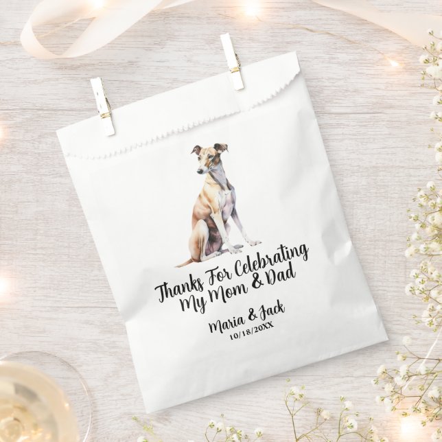 Greyhound Full Colour Pet Wedding Favour Bag (Clipped)